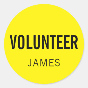 Sticker Rond Nom du volontaire jaune
