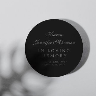 Sticker Rond Nom Élégant En Script Noir En Mémoire Amoureuse