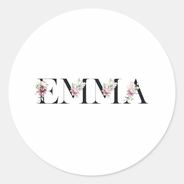 Sticker Rond Nom Emma (Devant)
