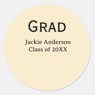 Sticker Rond nom en lettre gras classe de 20XX pastel jaune