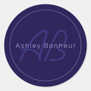 Sticker Rond Nom et prénom modernes avec monogramme