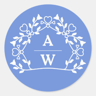 Sticker Rond Nom floral décoratif initiales enveloppes Mariages