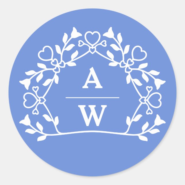 Sticker Rond Nom floral décoratif initiales enveloppes Mariages (Devant)