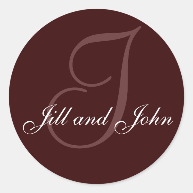 Sticker Rond Nom Initial I plus Prénoms Sceau Brown (Devant)