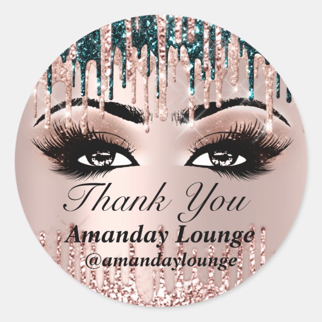 Sticker Rond Nom Lashes d'extension Lashes Mink Merci Rose (Devant)