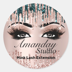 Sticker Rond Nom Lashes d'extension Lashes Mink Rose Maquillage