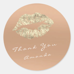 Sticker Rond Nom Merci Metal Kiss Gold Skinny Peach Maquillage