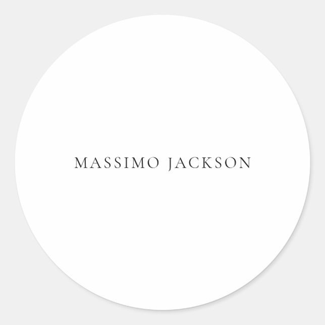 Sticker Rond Nom Minimaliste Moderne Simple Uni Noir Blanc (Devant)