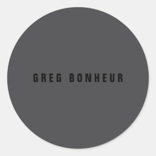Sticker Rond Nom moderne ou autre Modèle de texte Gris charbo