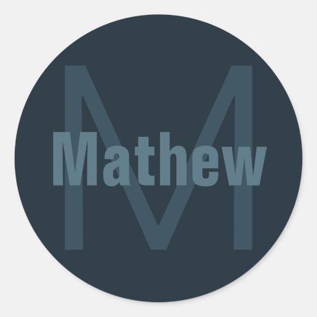 Sticker Rond Nom modifiable moderne (Devant)