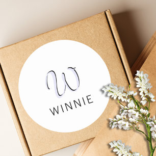 Sticker Rond Nom noir initial élégant du lavande Moderne