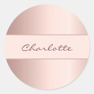 Sticker Rond Nom or rose
