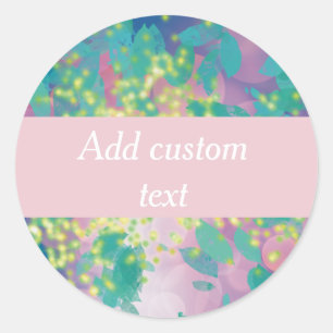 Sticker Rond nom pastel rose floral aquarelle