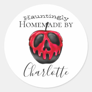 Sticker Rond Nom personnalisé avec Pomme empoisonnée Halloween