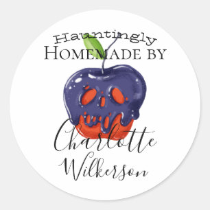 Sticker Rond Nom personnalisé avec pomme empoisonnée Halloween