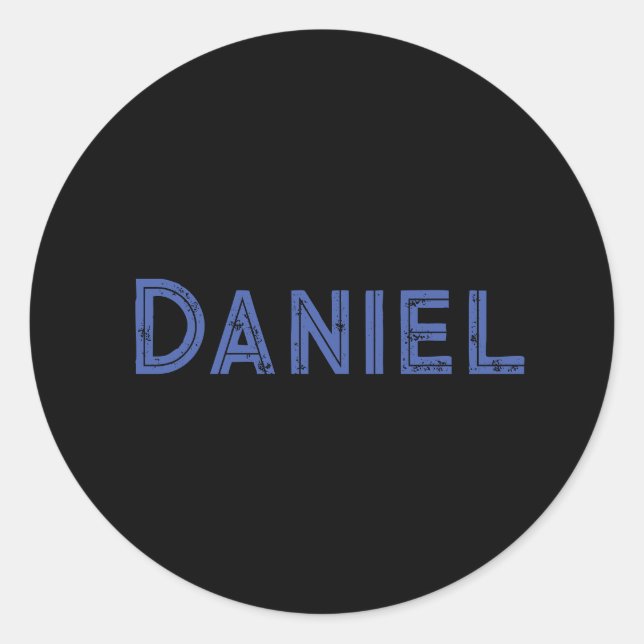 Sticker Rond Nom personnalisé bleu sur le noir (Devant)