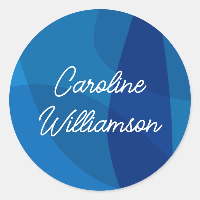 Sticker Rond Nom personnalisé Bleu vibrant Favor Diplôme (Devant)