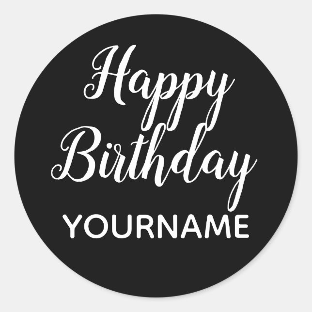 Sticker Rond Nom personnalisé Bonne fête d'anniversaire (Devant)