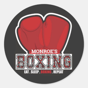 Sticker Rond NOM personnalisé Boxer Boxer Glove Prize