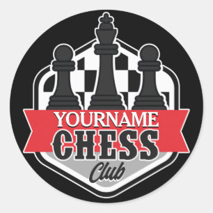 Sticker Rond Nom personnalisé Chess Player Club Checkmate