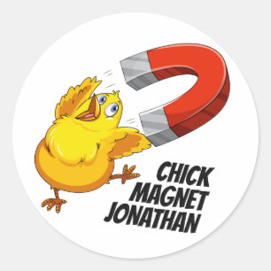 Sticker Rond Nom personnalisé Chick Magnet