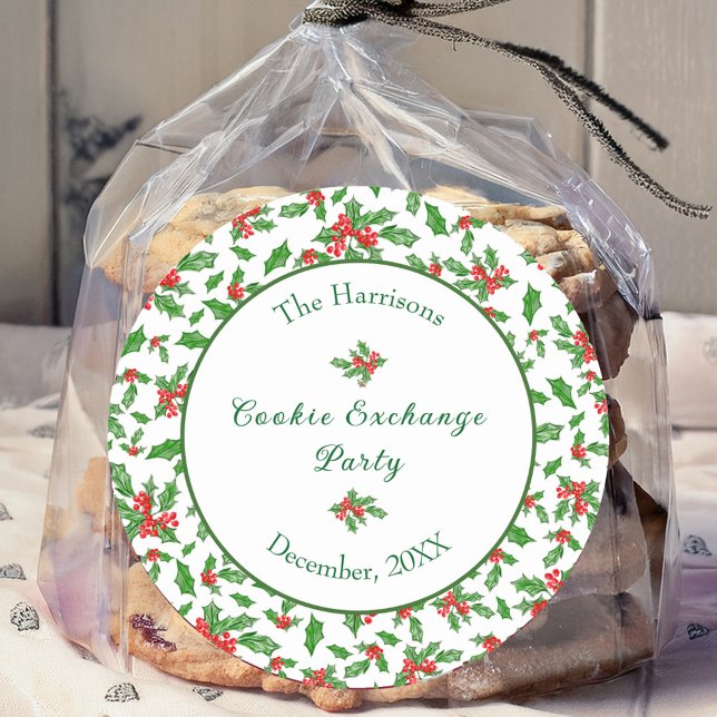 Sticker Rond Nom personnalisé de la fête d'échange de cookies d (Créateur téléchargé)