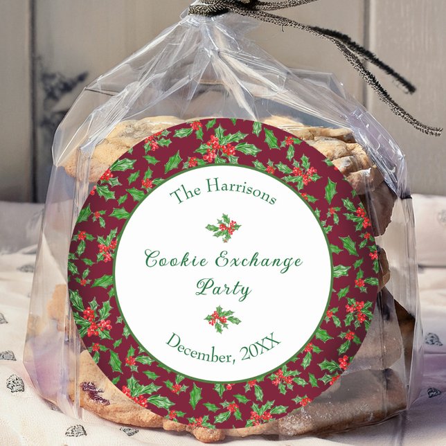 Sticker Rond Nom personnalisé de la fête d'échange de cookies d (Créateur téléchargé)