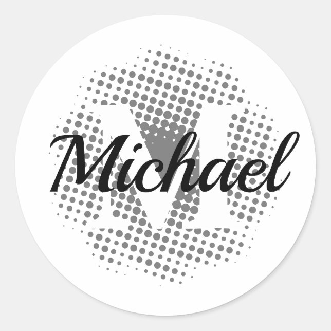 Sticker Rond Nom personnalisé de la lettre initiale (Devant)
