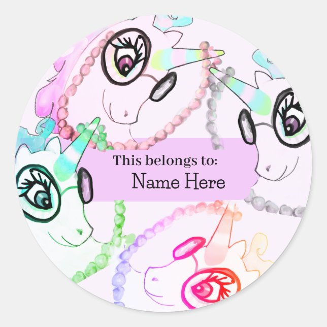 Sticker Rond Nom Personnalisé Des Enfants Ce Qui Appartient À (Devant)