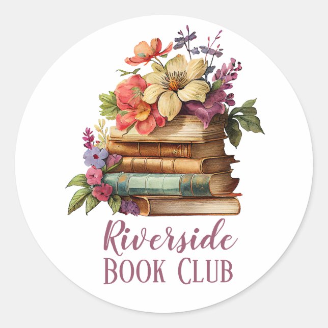 Sticker Rond Nom personnalisé du club de livres (Devant)