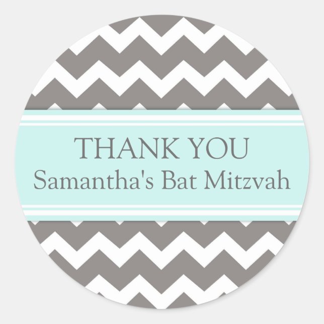 Sticker Rond Nom personnalisé du Merci bat mitzvah Favoriser le (Devant)