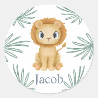 Sticker Rond Nom personnalisé du petit lion (signe d'horoscope 
