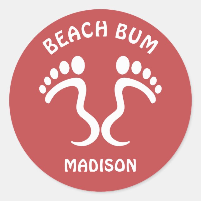 Sticker Rond Nom personnalisé et barre de plage couleur (Devant)