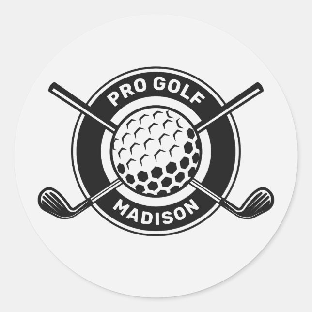 Sticker Rond Nom personnalisé et golf de texte (Devant)
