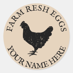 Sticker Rond Nom personnalisé ferme oeufs frais silhouette de p