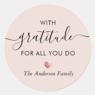Sticker Rond Nom personnalisé Gratitude Moderne Script Merci Ch