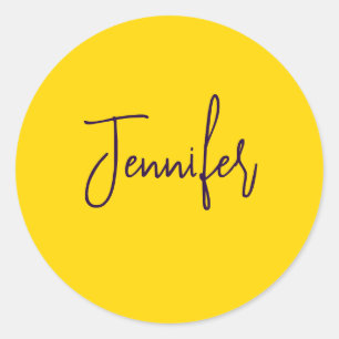 Sticker Rond Nom personnalisé jaune de texte pourpre