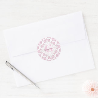 Sticker Rond Nom personnalisé Joli rose les années 70 Confetti