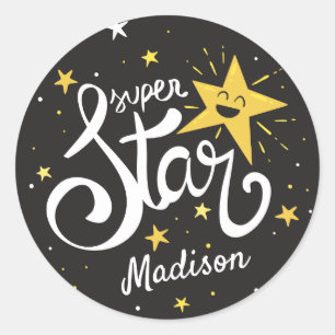 Sticker Rond Nom personnalisé Superstar
