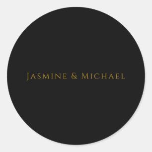 Sticker Rond Nom personnel minimaliste mignon noir et or