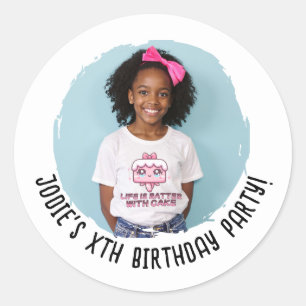 Sticker Rond Nom Photo Personnalisé Anniversaire Fête N'importe