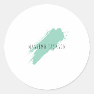 Sticker Rond Nom propre Décoratif Chic Simple Bleu Blanc