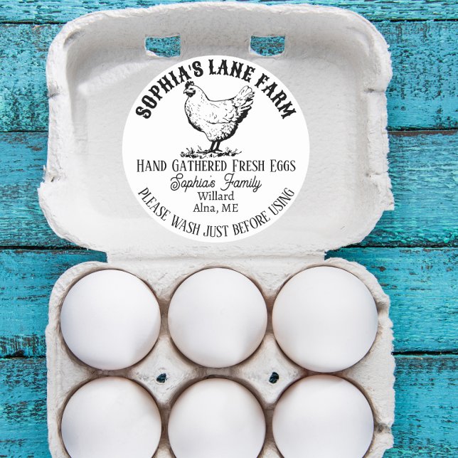 Sticker Rond Nom Rustique Moderne De La Ferme Avec Illustration (modern personalized farm name with address)