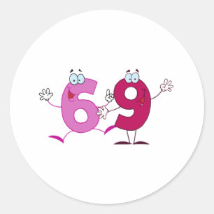 Sticker Rond Nombre heureux 69
