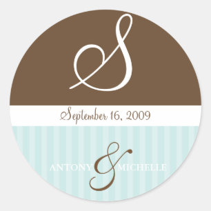 Sticker Rond Noms de mariage et monogramme de date
