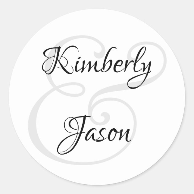 Sticker Rond Noms de script, Comp Porte - clé noir et gris (Devant)