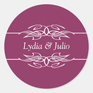 Sticker Rond Noms Invitation Framboise foncée