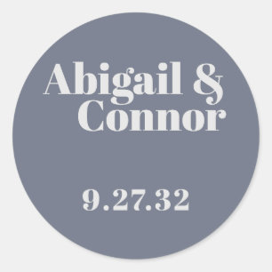 Sticker Rond Noms minimaux de la typographie moderne gris pâle 