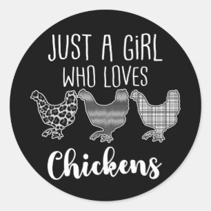 Sticker Rond Non 2/2, Juste Une Fille Qui Aime Les Poulets, Drô