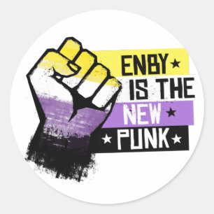 Sticker Rond Non-binaire est le nouveau punk 